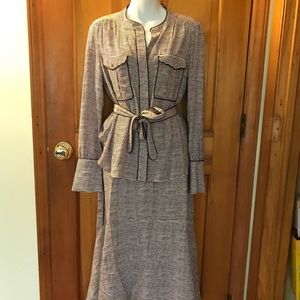 Me + Em Scallop Print Silk Skirt & Blouse - Size M